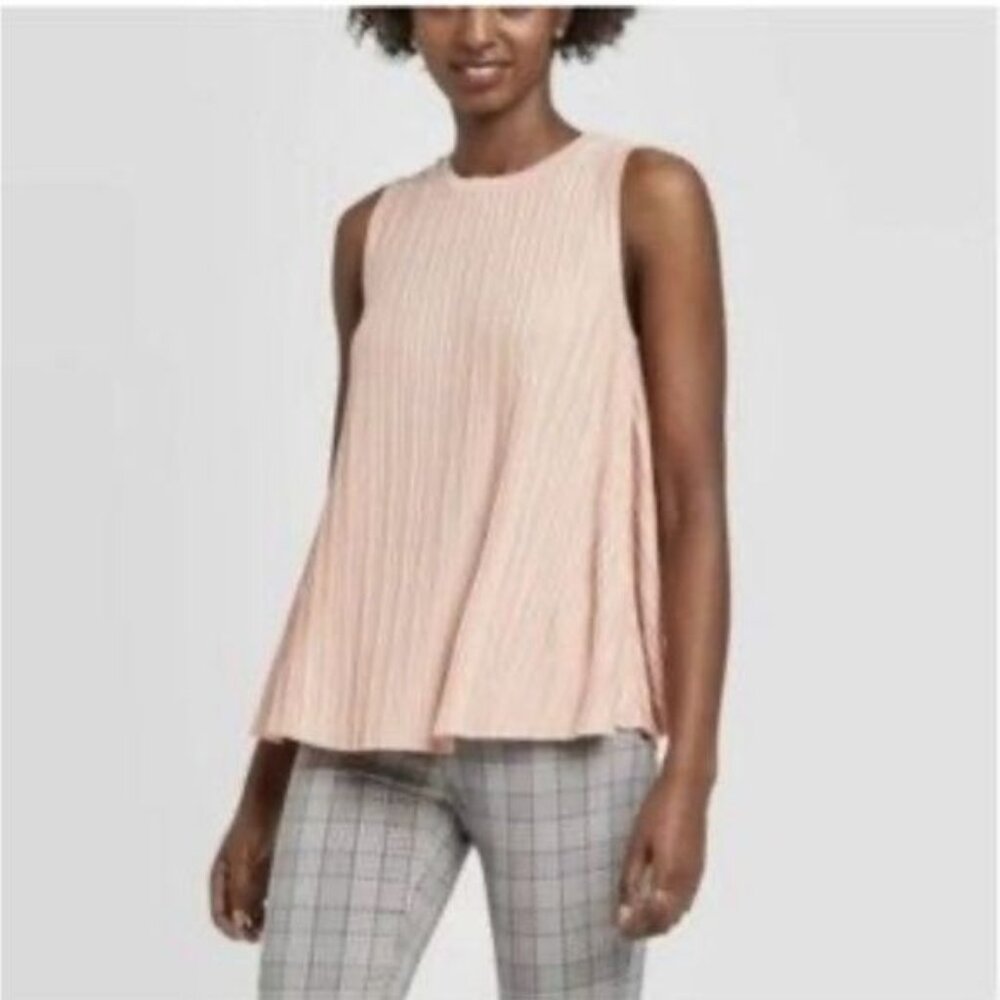 A New Day Womens Sleeveless Pleated Top Light Pink Size L